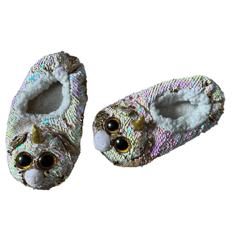 TY Beanie Babies Fashion Fantasia Girls Sequin Unicorn Slipper Sock Size 4-6